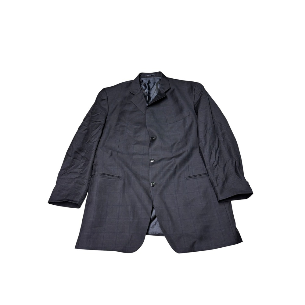 Luigi Bianchi Mantova Reda Wool Windowpane Blazer Navy Blue 46L Made in Italy